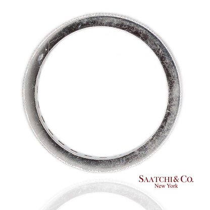 14K(585) Solid White Gold Hand Milgrain Band Ring