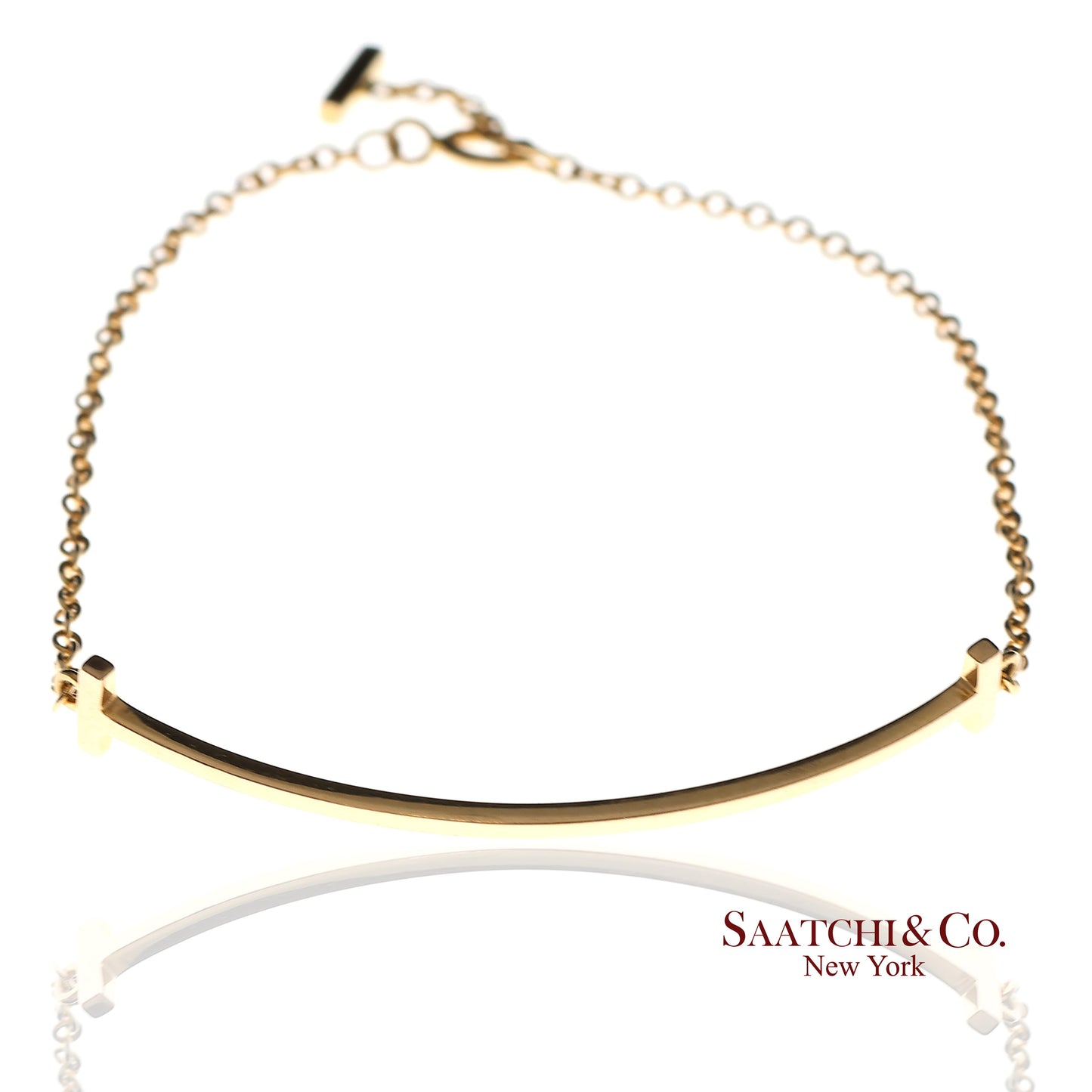 Tiffany & Co. Vintage 18K(750) Solid Yellow Gold T Smile Bracelet