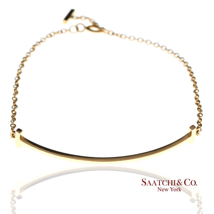Tiffany & Co. Vintage 18K(750) Solid Yellow Gold T Smile Bracelet