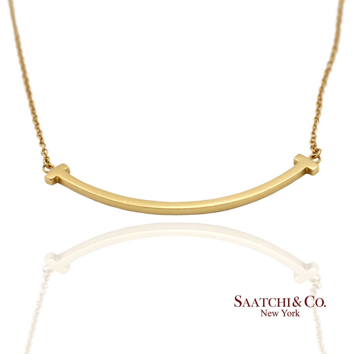 Tiffany & Co. 18K (750) Solid Yellow Gold T Smile Pendant Necklace