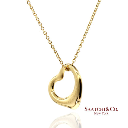Tiffany & Co. Elsa Peretti 18K 750 Yellow Gold Open Heart Pendant Necklace