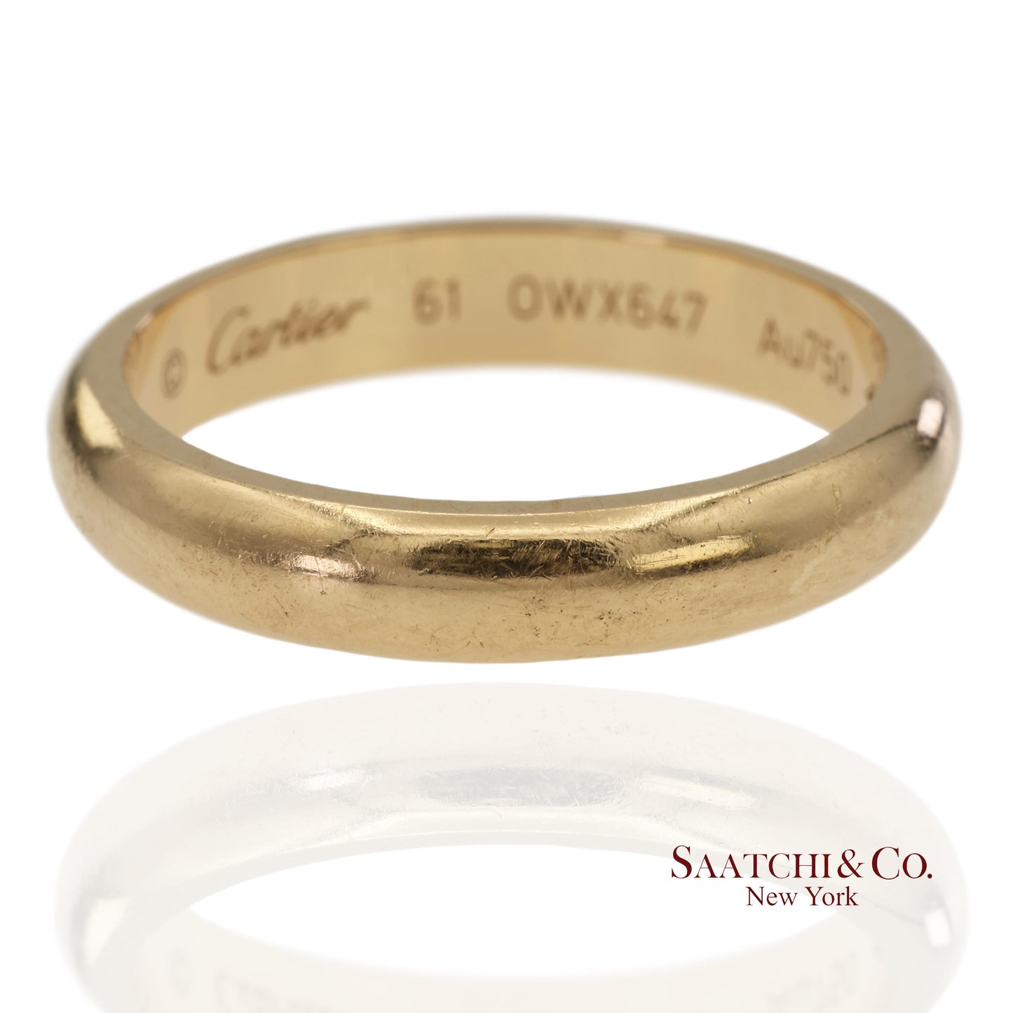 18K 750 Solid Yellow Gold Cartier Band Ring
