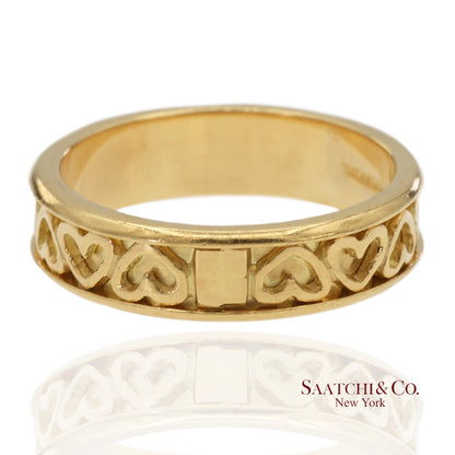 Vintage Tiffany & Co. 18K 750 Solid Yellow Gold Heart Shape Band Ring