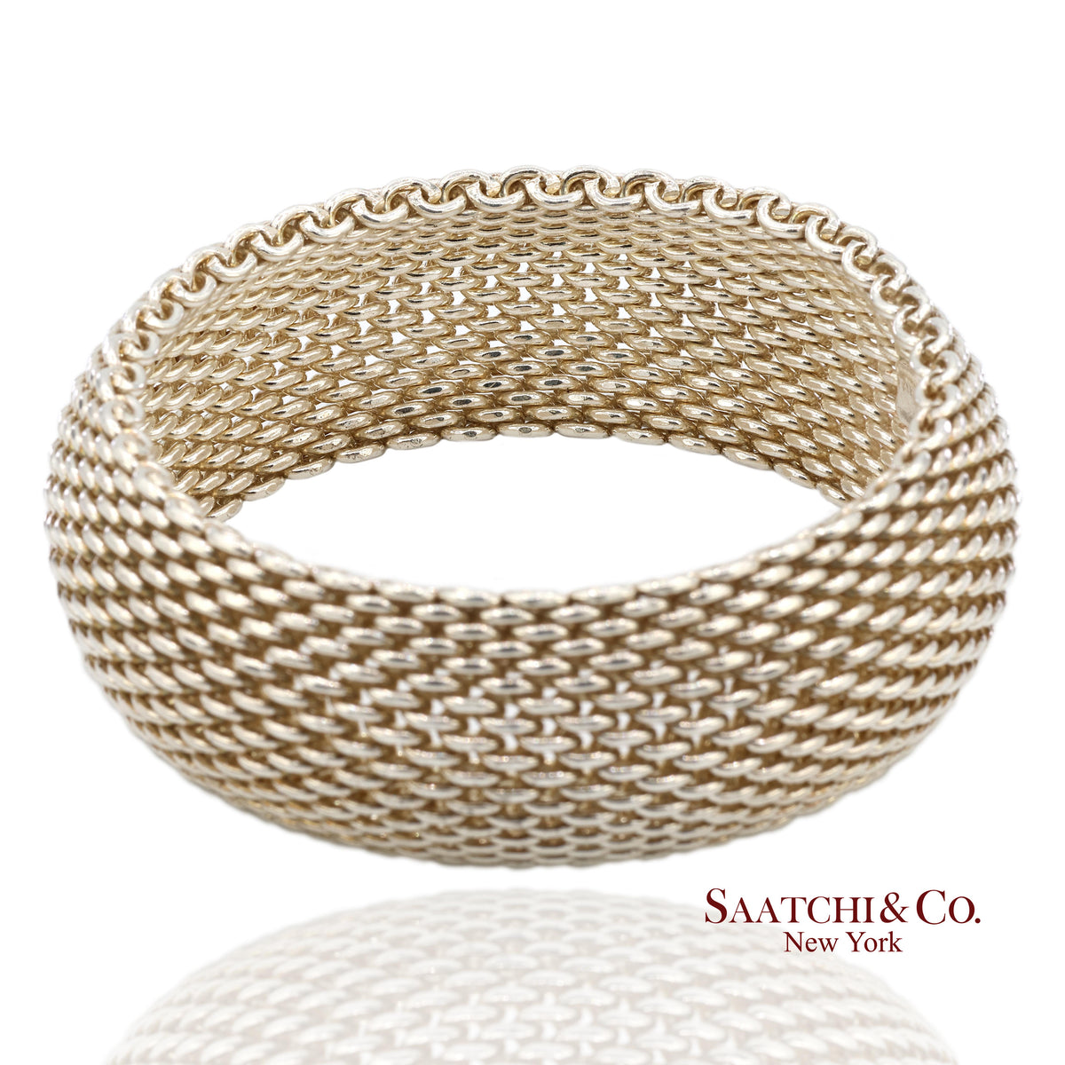 Tiffany & Co. Sterling Silver Somerset Mesh Wide Bangle Bracelet