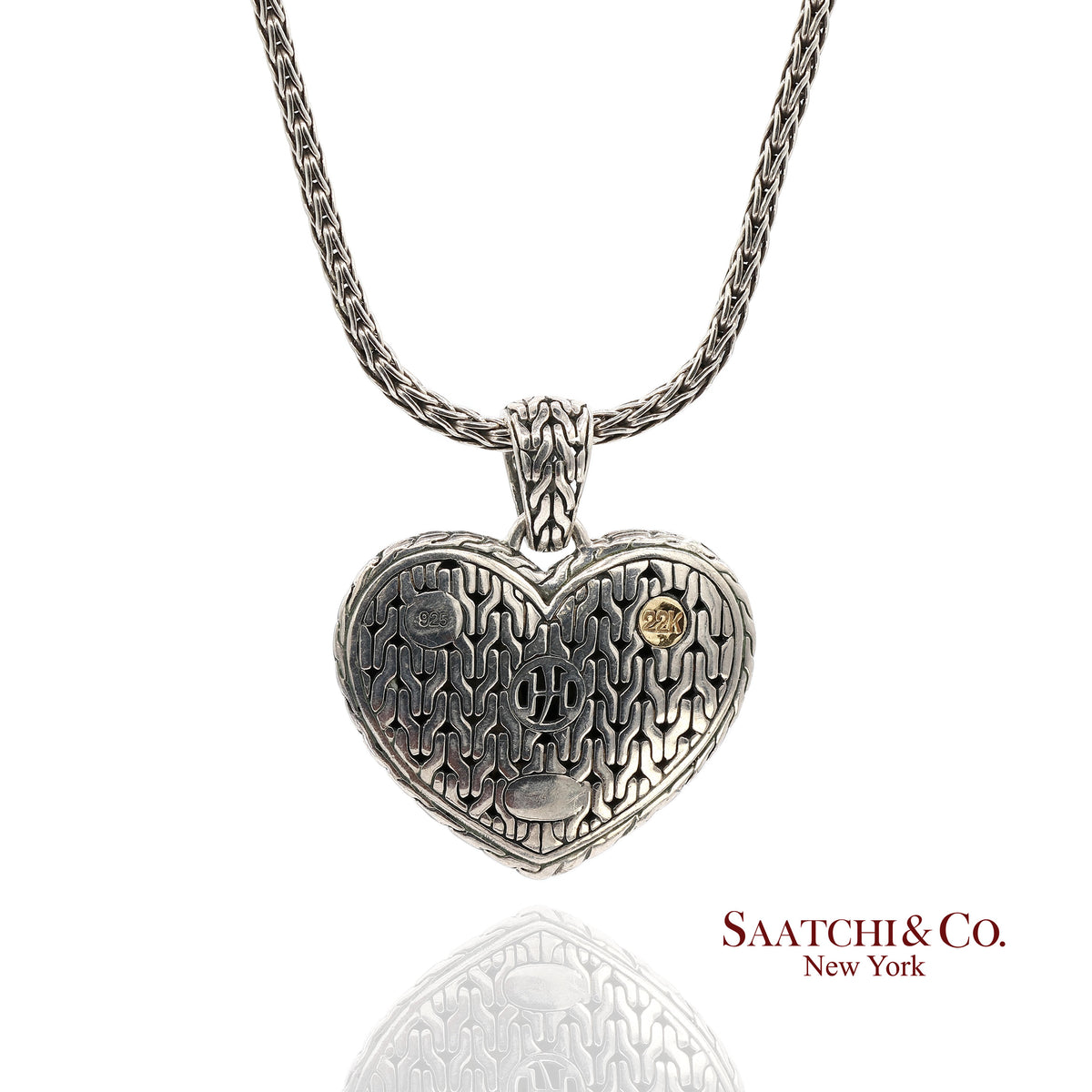 John Hardy 22K Yellow Gold and Sterling Silver Heart Pendant Necklace