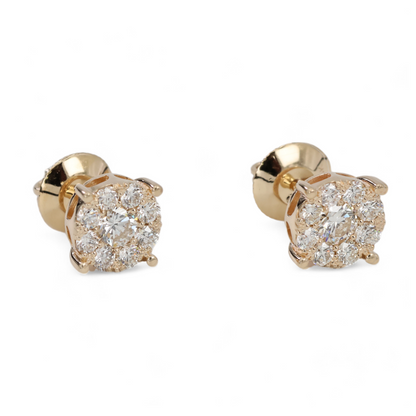 Round Cut Diamond Cluster Stud Earrings