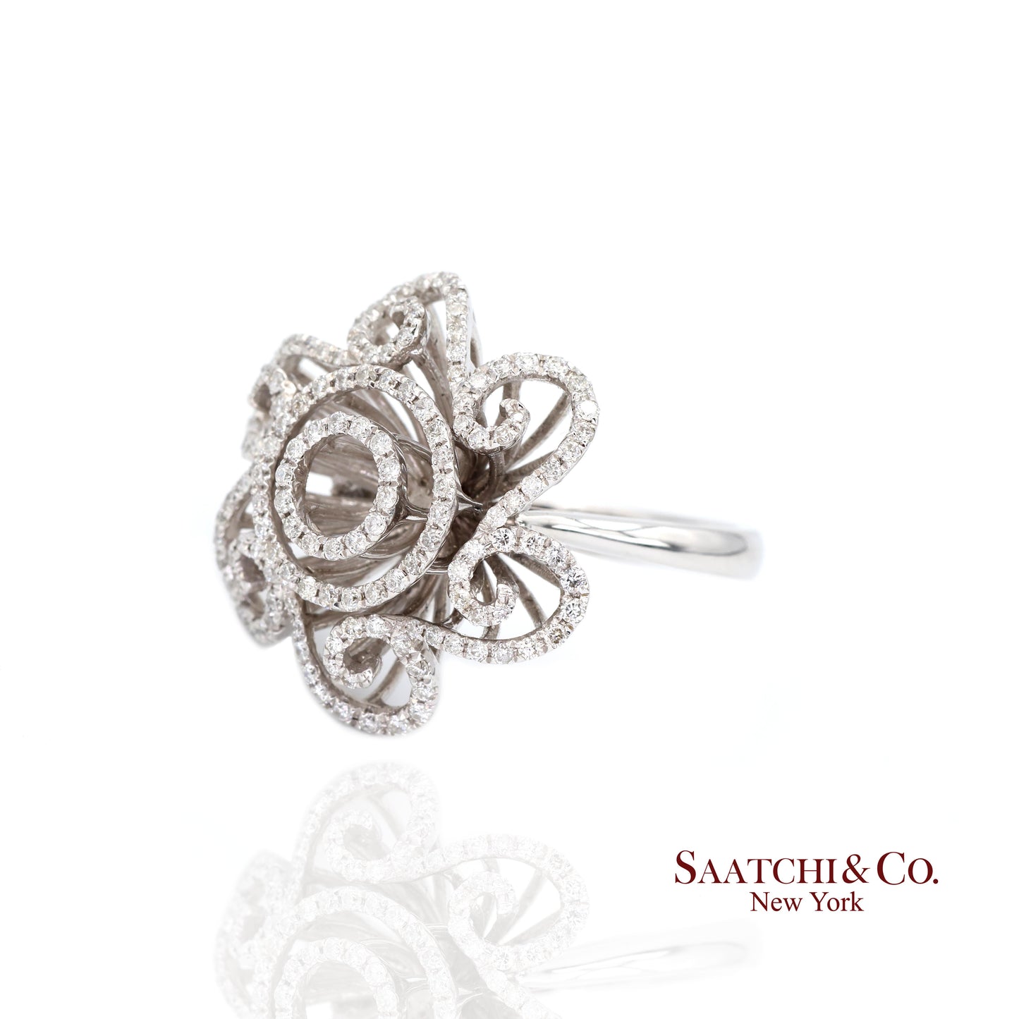 14k(585) White Gold  Natural Diamond Ring Size 7