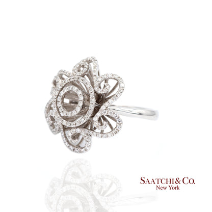 14k(585) White Gold  Natural Diamond Ring Size 7