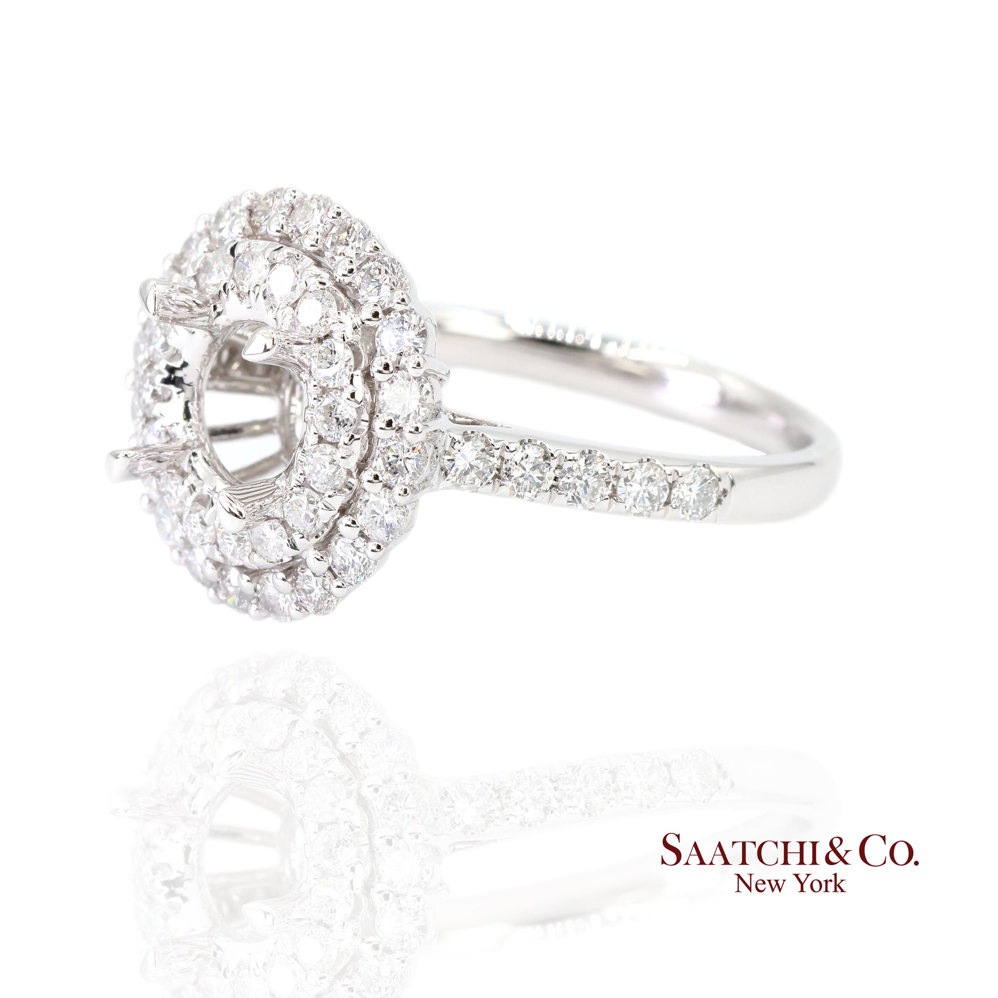 Platinum 950 Natural Brilliant Diamond Mounting Ring Size 6.5