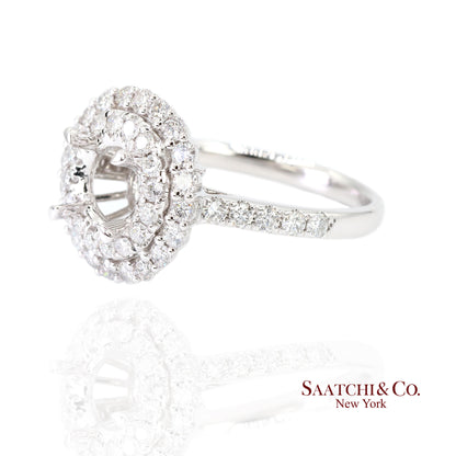 Platinum 950 Natural Brilliant Diamond Mounting Ring Size 6.5