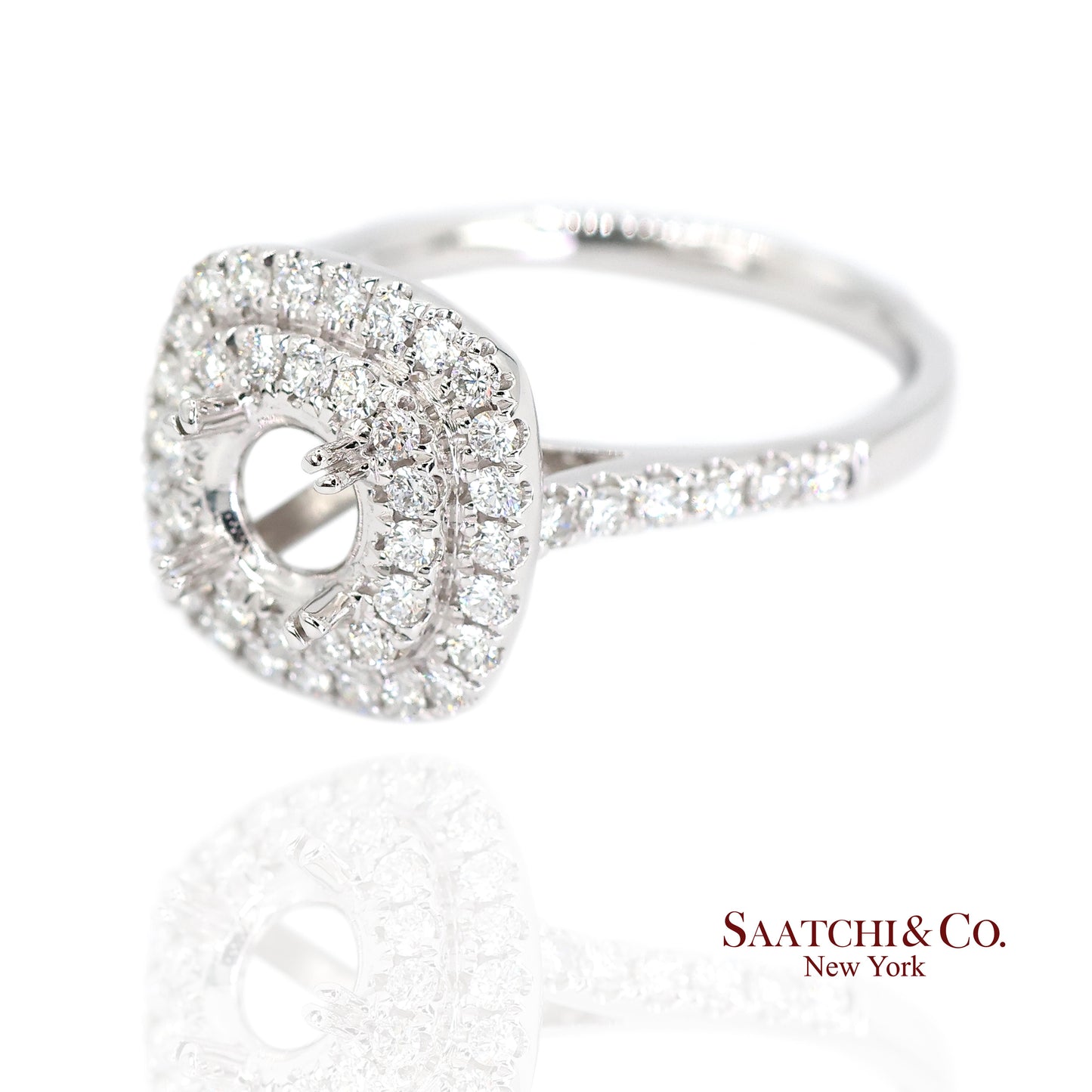 Platinum 950 Natural Brilliant Diamond Mounting Ring Size 6.5