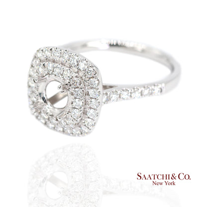 Platinum 950 Natural Brilliant Diamond Mounting Ring Size 6.5