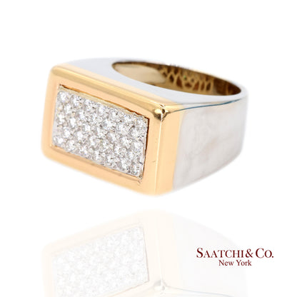 18k (750) Two Tone White Yellow Gold Natural Diamond Ring