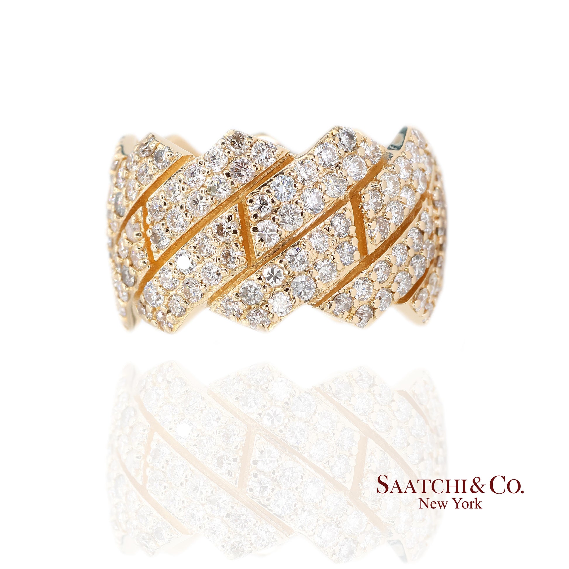 18k (750) Yellow Gold 4.50 Ct Natural Diamond Ring Band