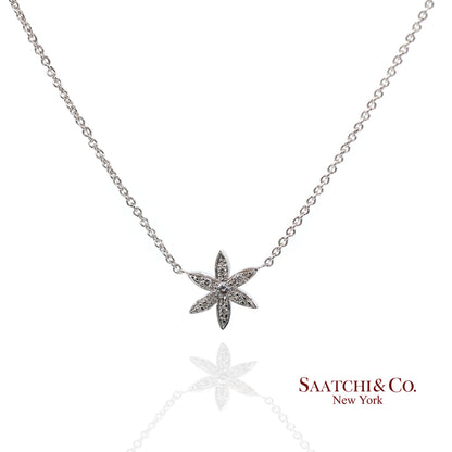 18K(750) White Gold Natural Diamond Pendant Necklace with Chain