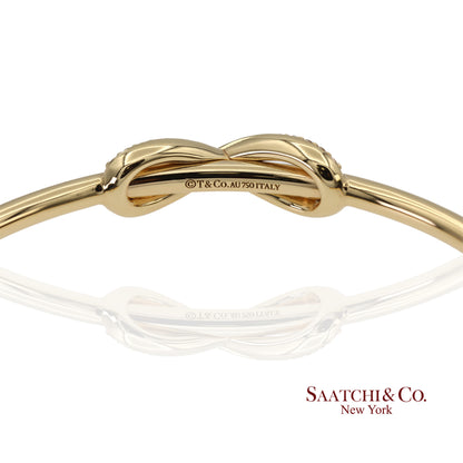 Tiffany & Co. Infinity Cuff 18K 750 Yellow Gold Natural Diamond Bangle Bracelet
