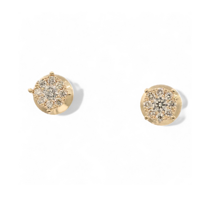 Round Cut Diamond Cluster Stud Earrings