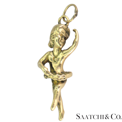 Dancer / Statue 14K (585) Gold Vintage Charm For Bracelet; 5.6 Gram