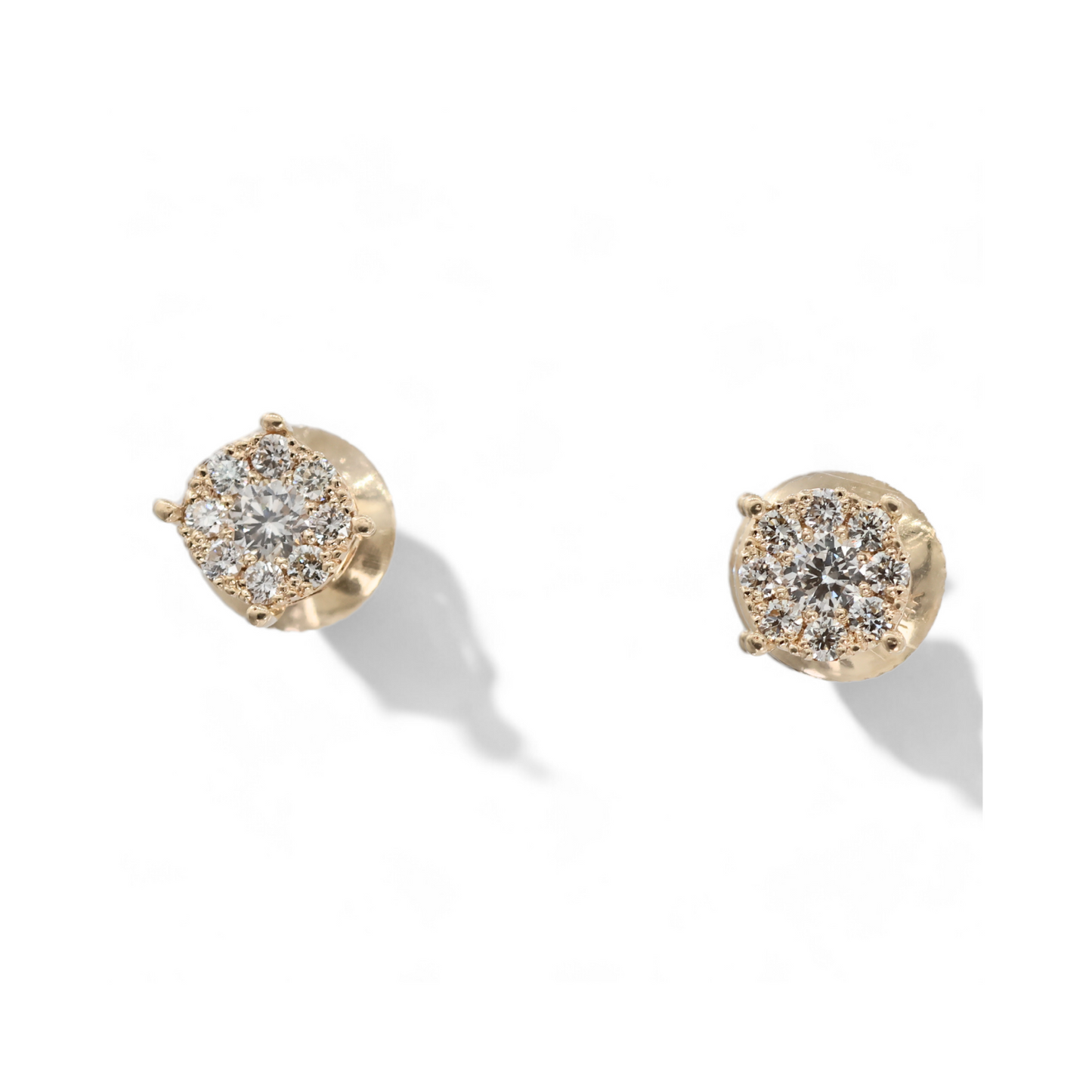 Round Cut Diamond Cluster Stud Earrings