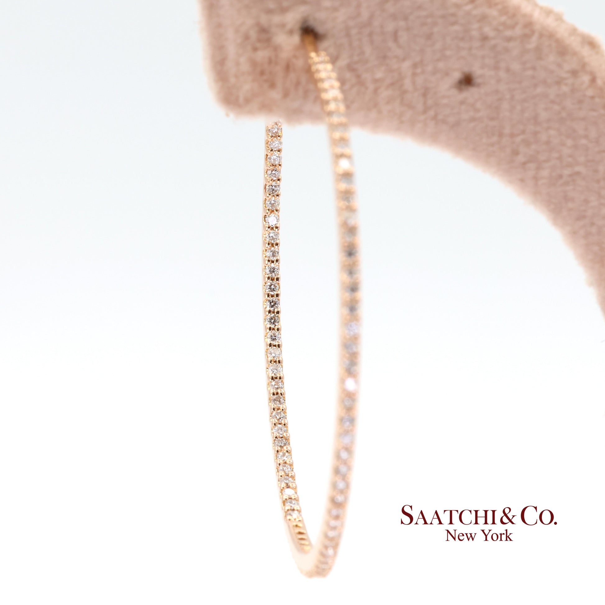 18k (750) Rose Gold Natural Diamond Hoop Earrings