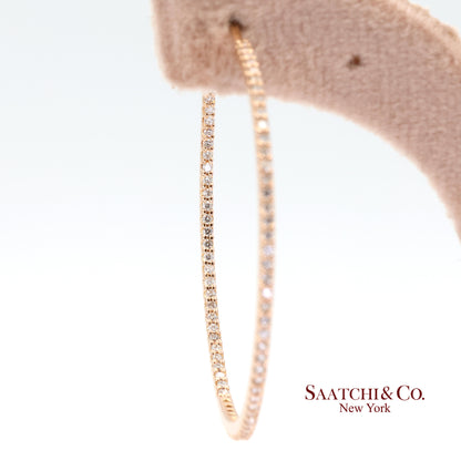 18k (750) Rose Gold Natural Diamond Hoop Earrings