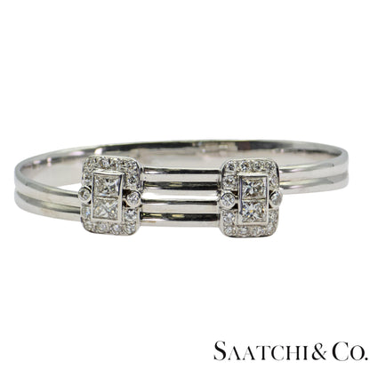 18K (750) White Gold Adjustable Bangle Natural White VVS-VS Diamond
