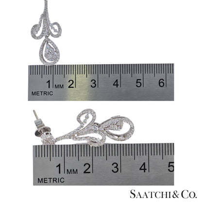 Natural Diamond Earring Pear Shape in 18K (750) White Gold