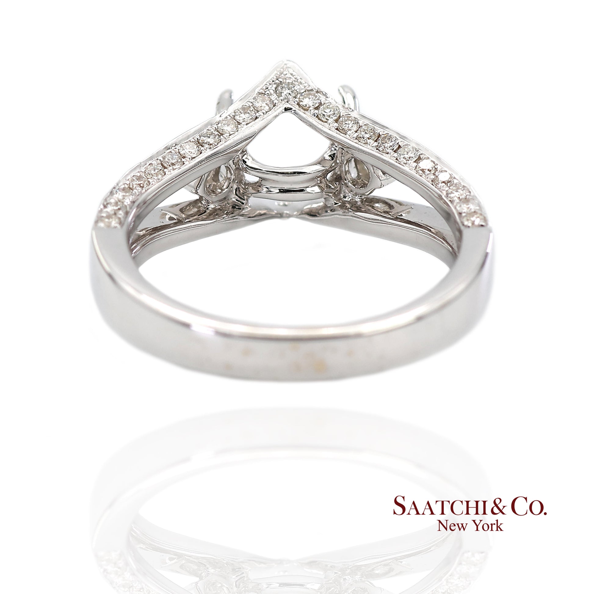 18K (750) White Gold Natural Brilliant Diamond Semi Mount Ring Size 6.5