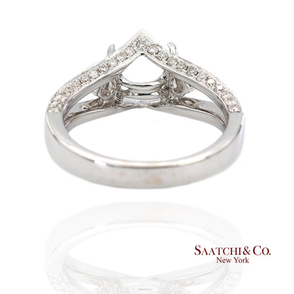 18K (750) White Gold Natural Brilliant Diamond Semi Mount Ring Size 6.5