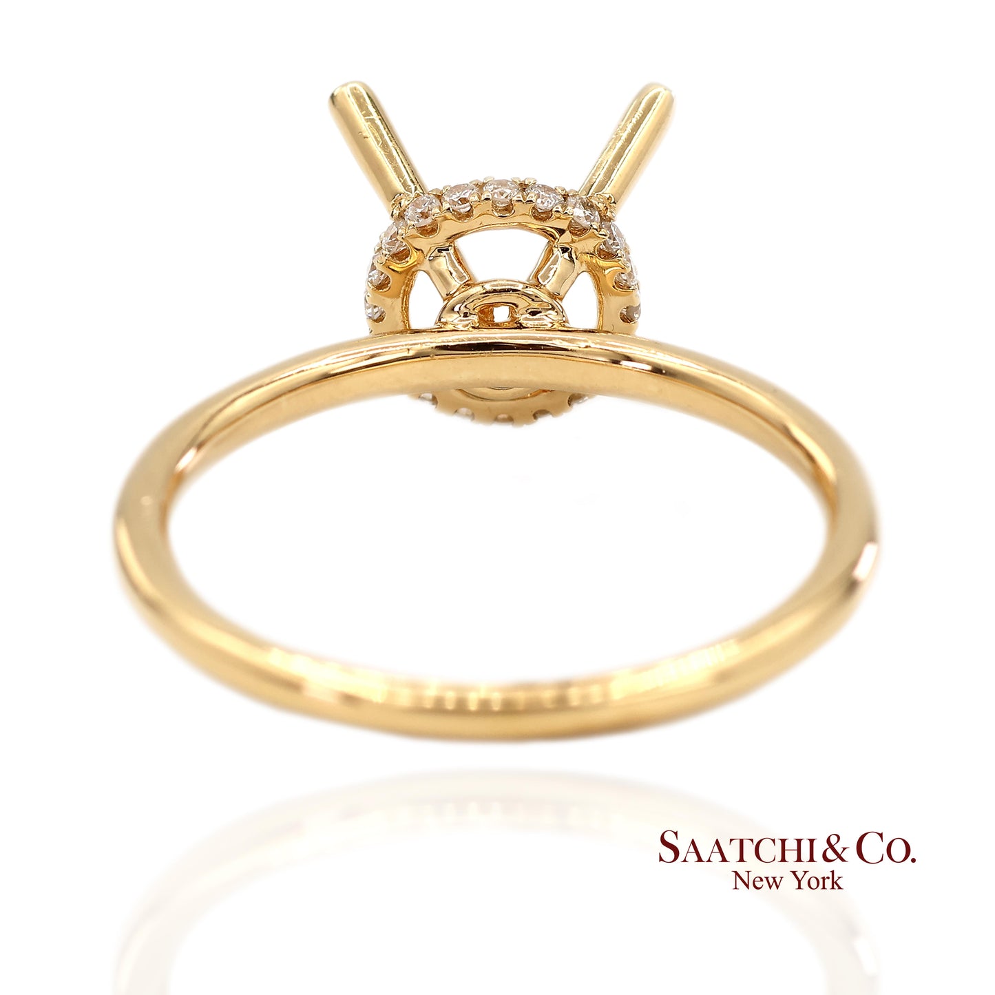 18K (750) Yellow Gold Natural Brilliant Diamond Semi Mount Ring Size 6