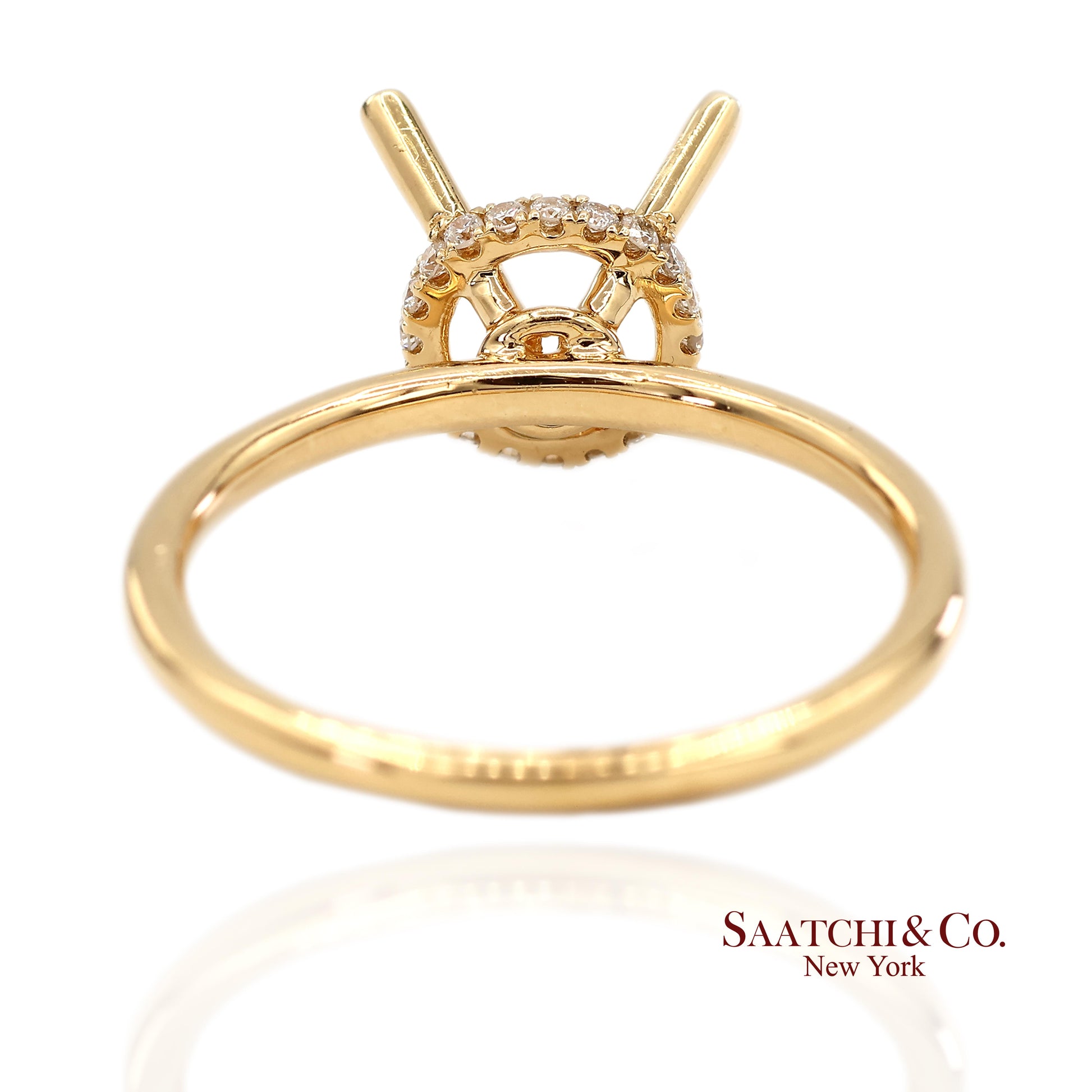 18K (750) Yellow Gold Natural Brilliant Diamond Semi Mount Ring Size 6