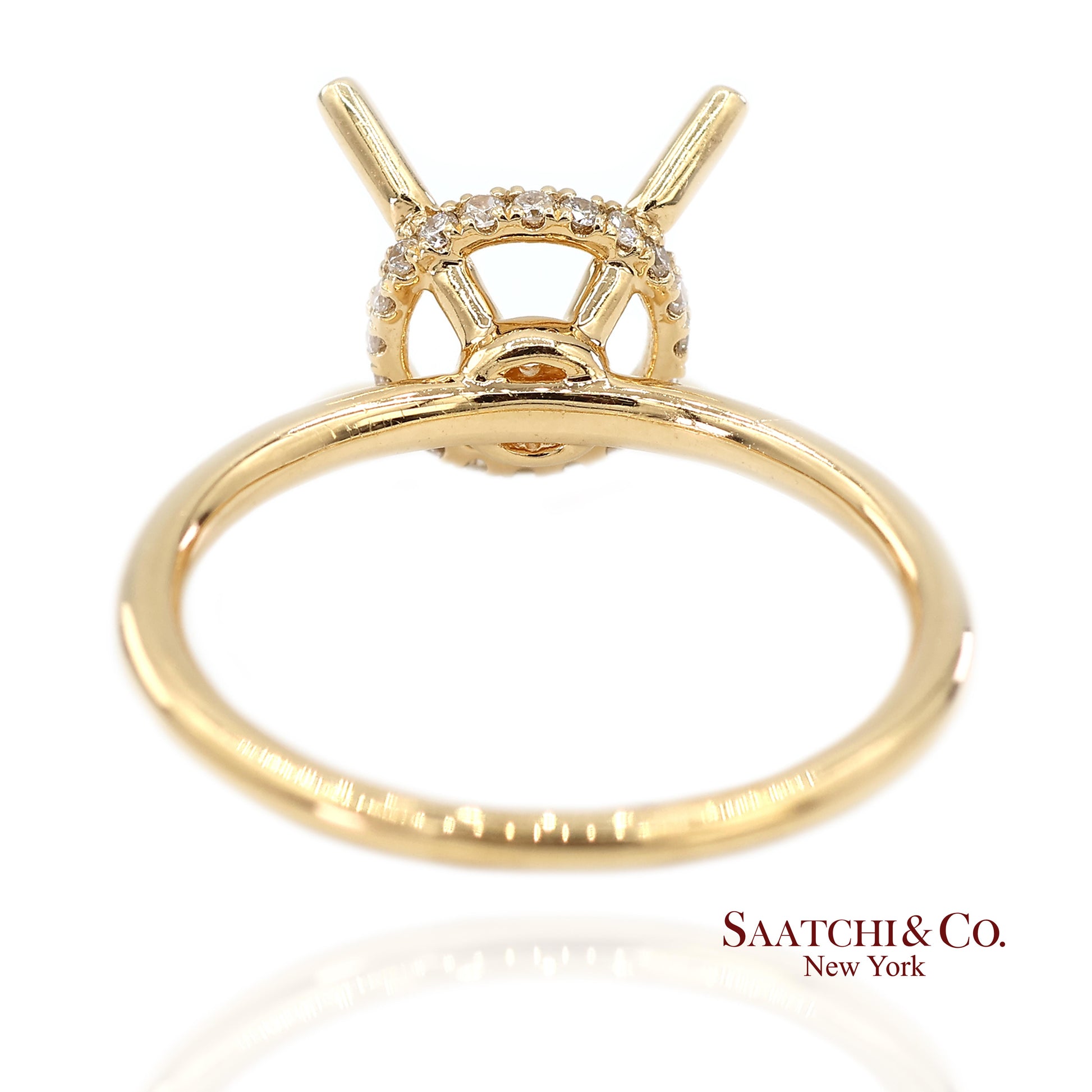 18K(750) Yellow Gold Natural Brilliant Diamond Mounting Ring