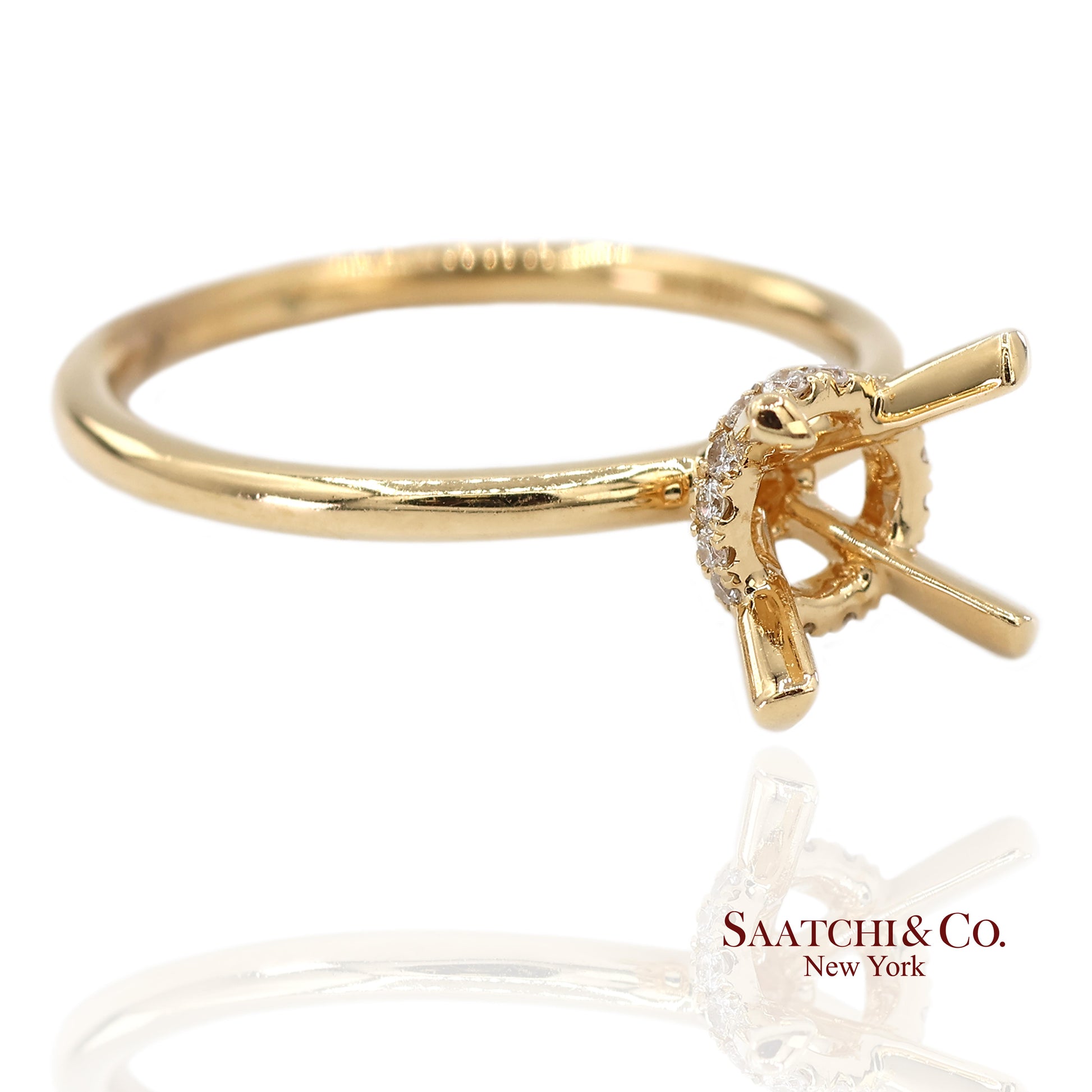 18K(750) Yellow Gold Natural Brilliant Diamond Mounting Ring