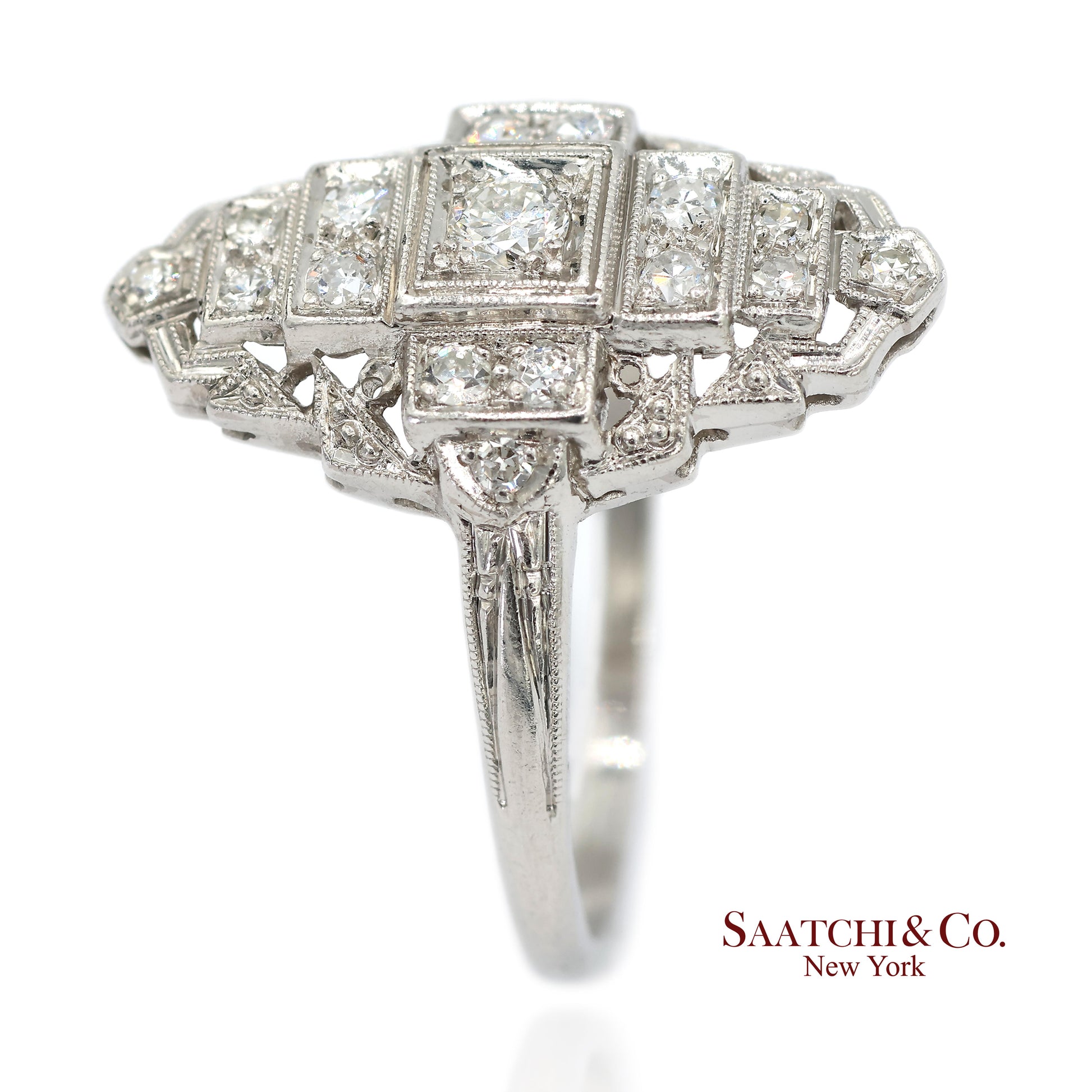 Vintage Platinum (950) Natural Diamond Old Cut Ring