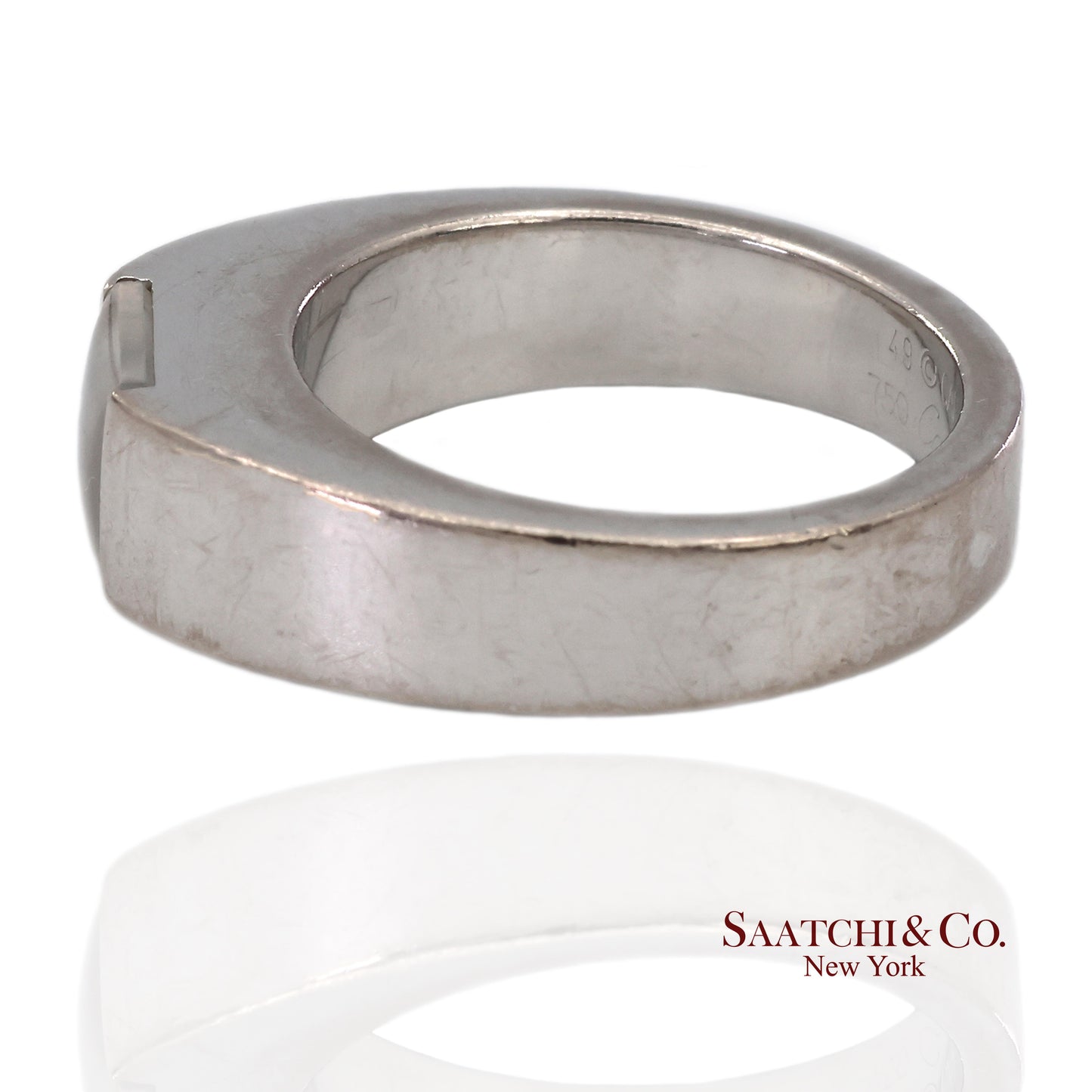 Vintage 18K (750) White Gold Original Authentic Cartier Tank Moonstone Ring