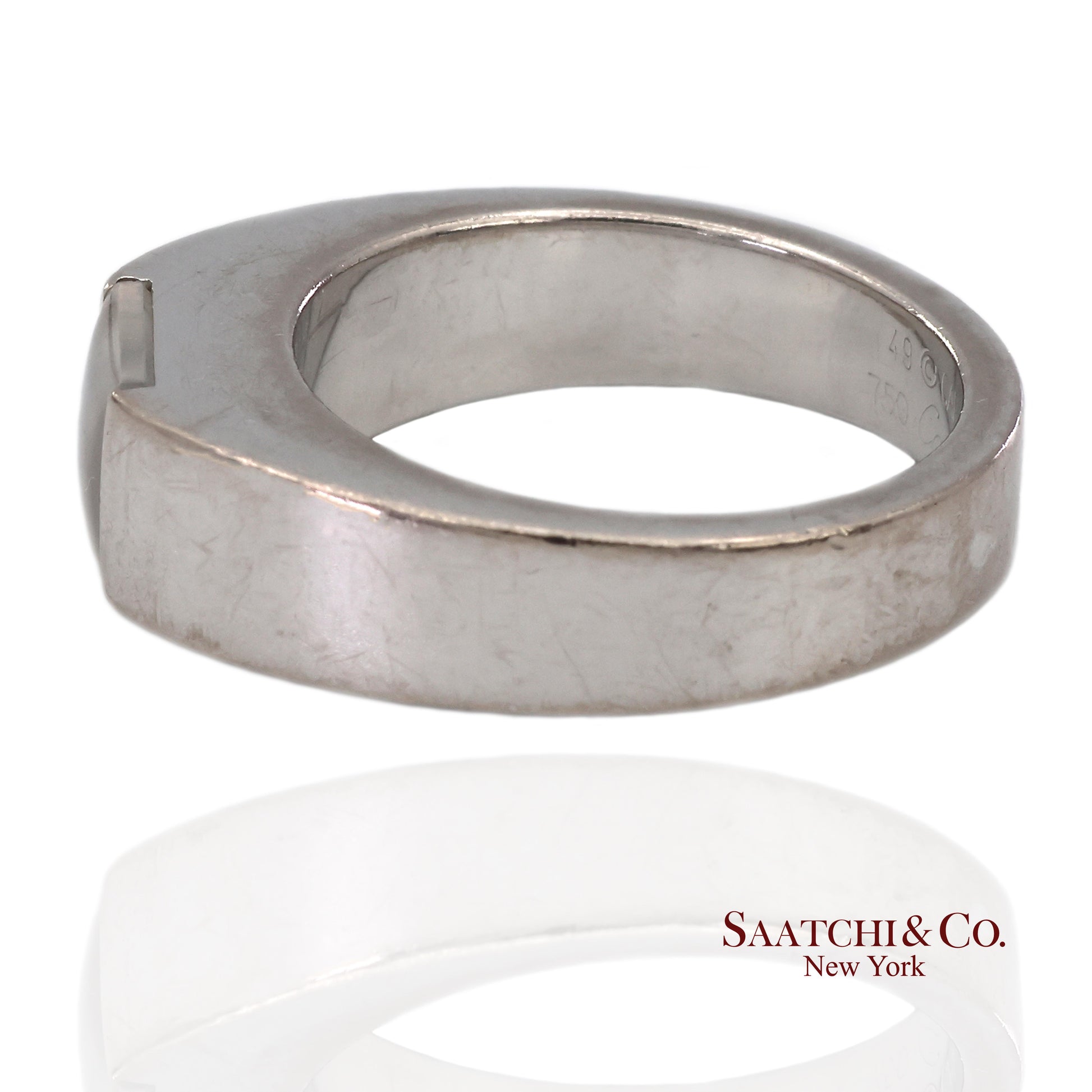 Vintage 18K (750) White Gold Original Authentic Cartier Tank Moonstone Ring