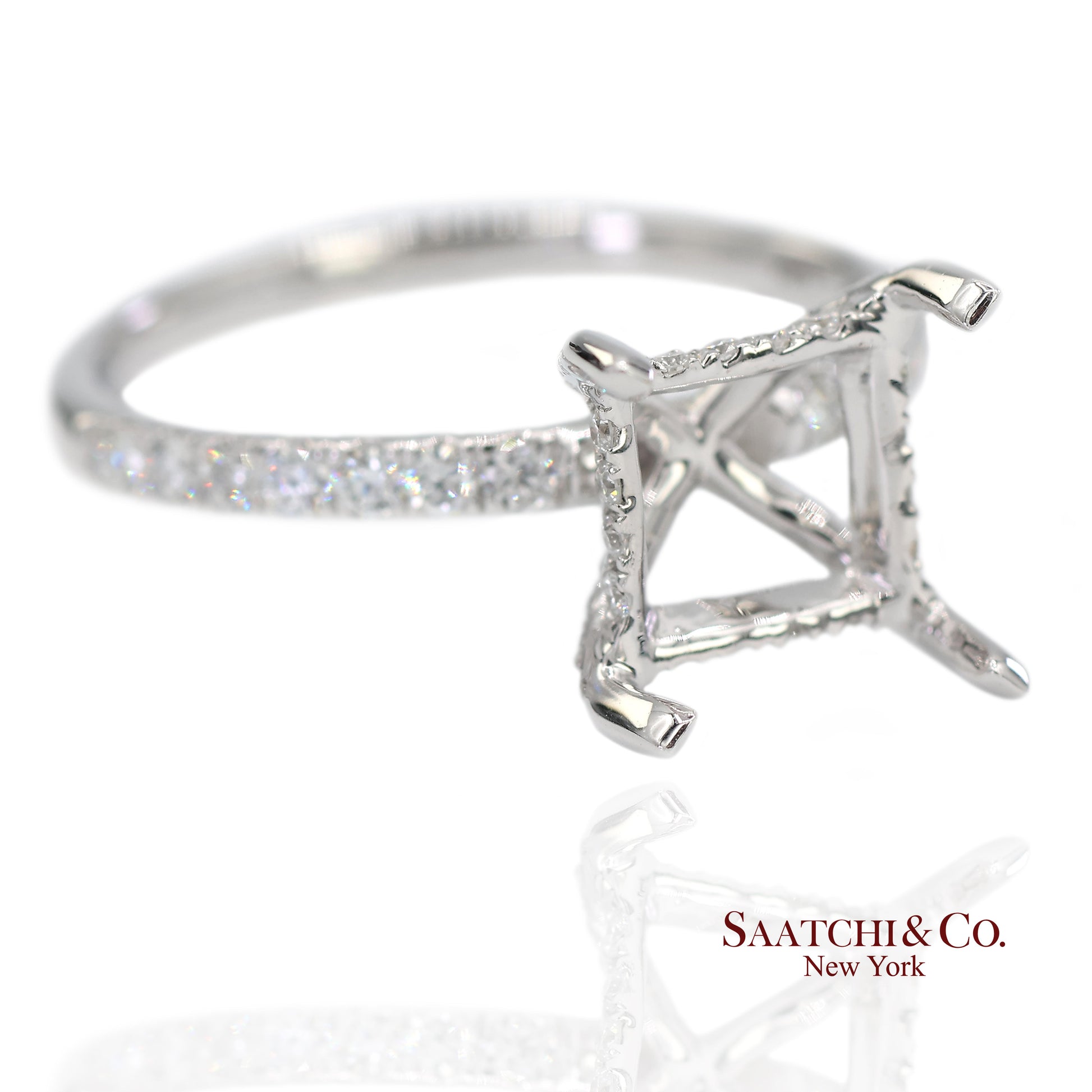 14K (585) White Gold Lab CVD Brilliant Diamond Semi Mount Ring Size 7