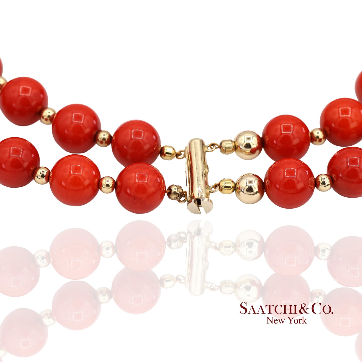 14K(585) Solid Yellow Gold Coral Necklace
