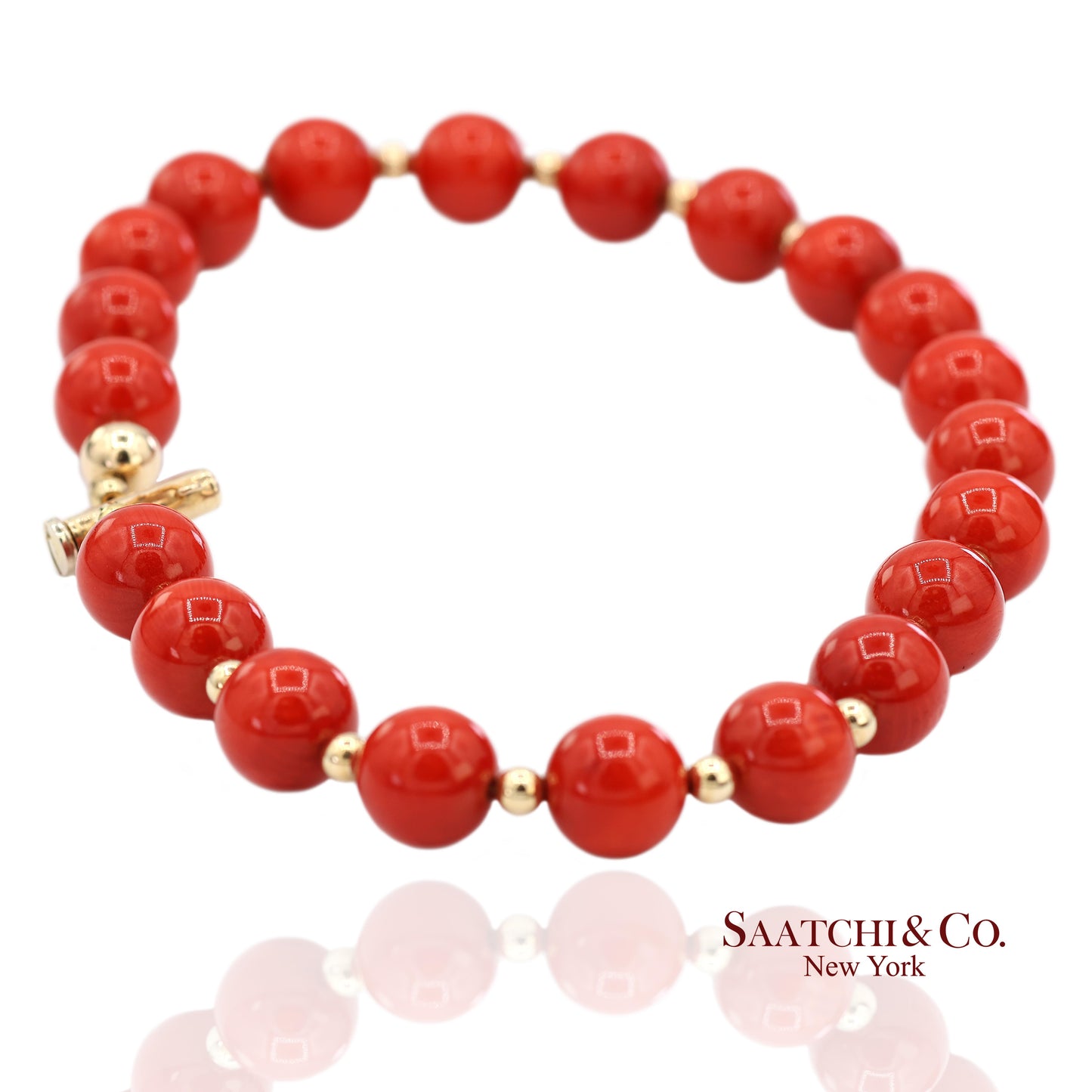 14K(585) Solid Yellow Gold Coral Bracelet