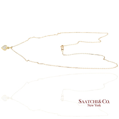 18K Natural Diamond Heart Shape Pendant with 14K Yellow Gold Chain