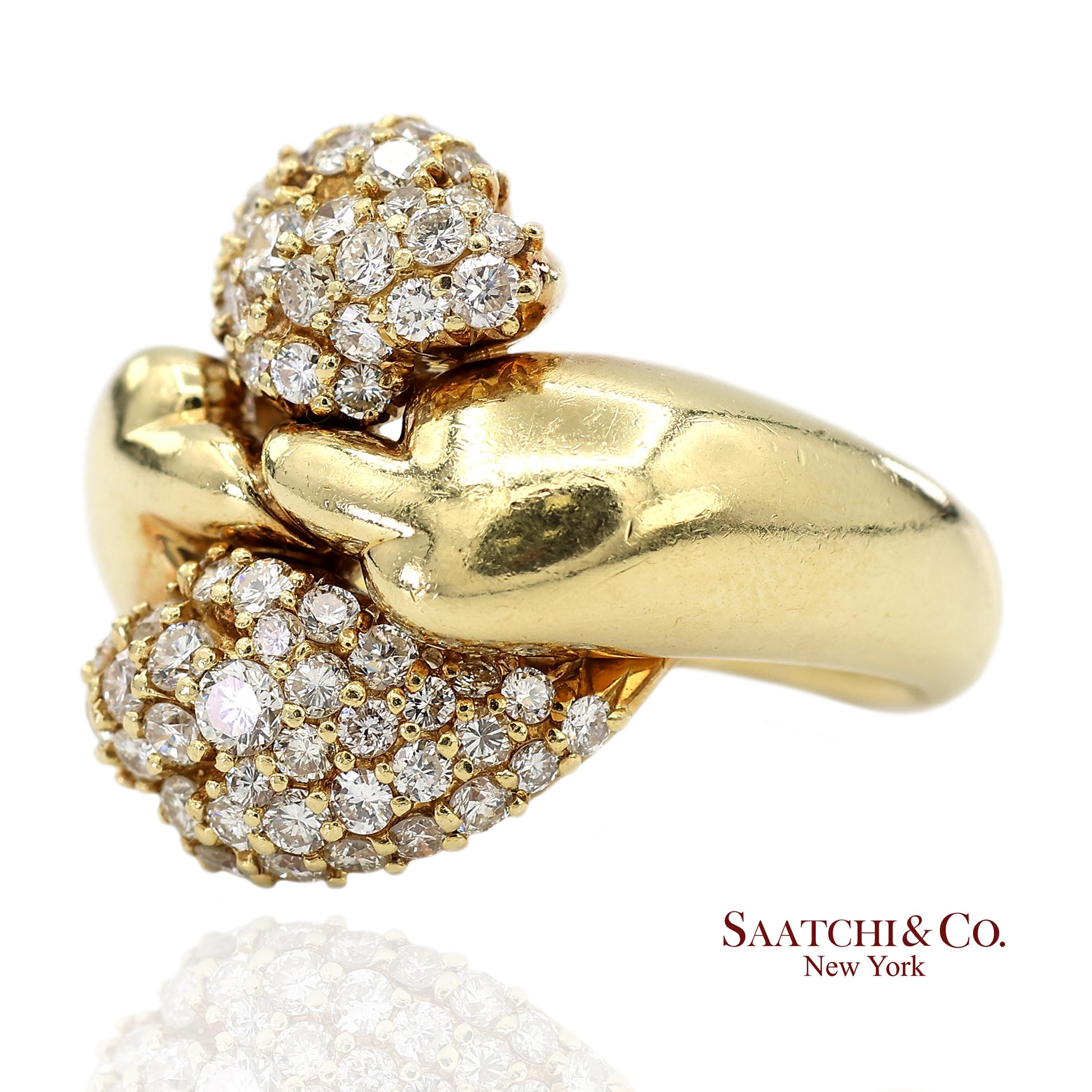 18K (750) Yellow Gold Natural Diamond Jose Hess Vintage Designer Ring