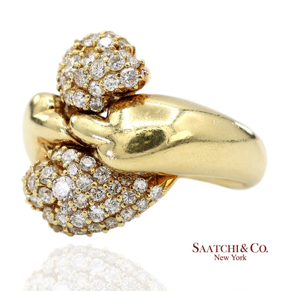 18K (750) Yellow Gold Natural Diamond Jose Hess Vintage Designer Ring