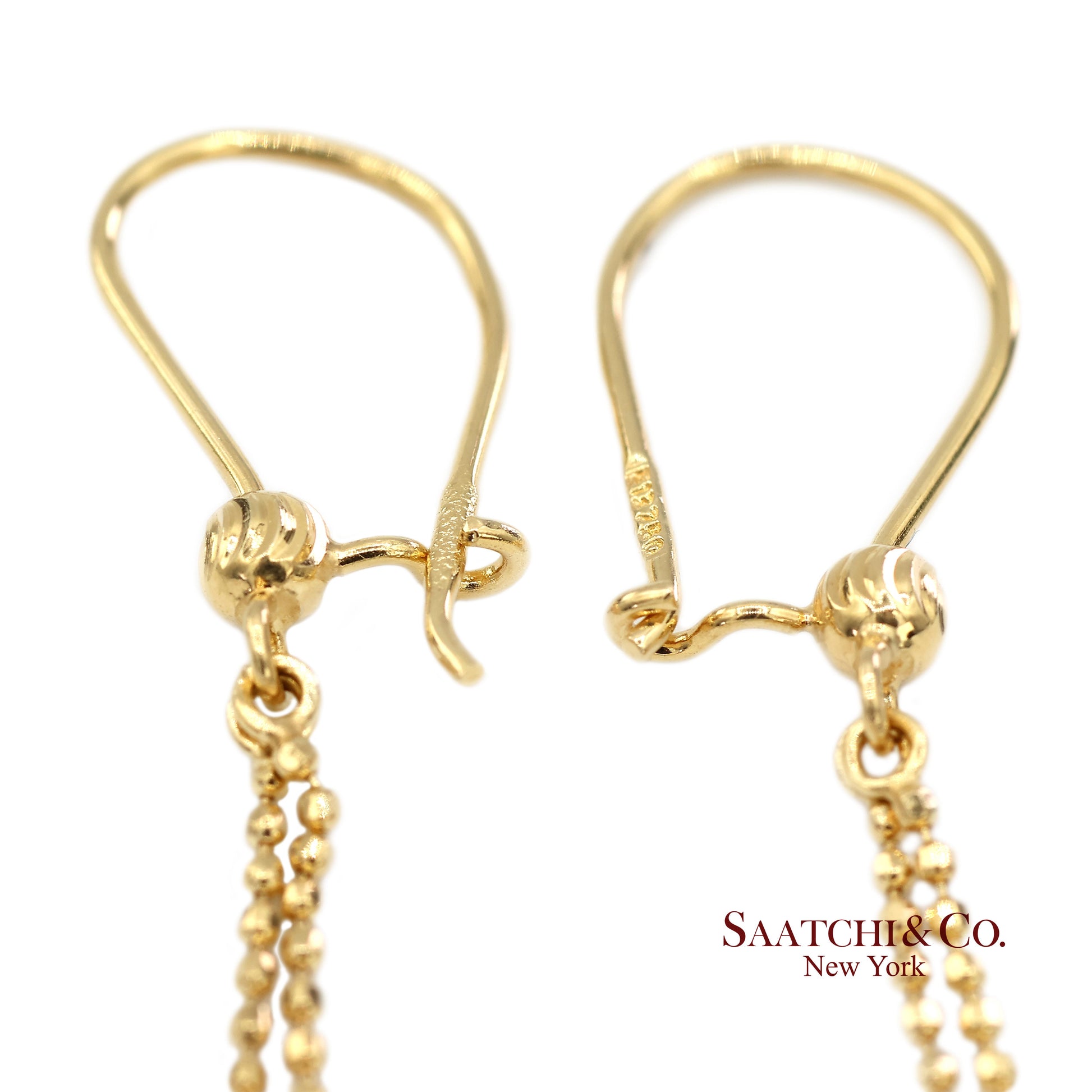 18K (750) Yellow Gold Drop Dangling Earrings