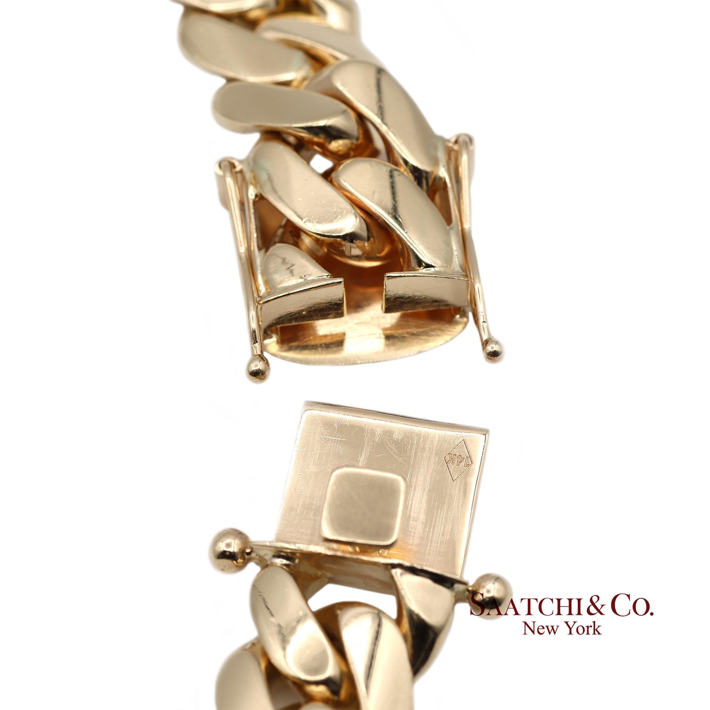 14K(585) Solid Yellow Gold Cuban Link Chain Necklace