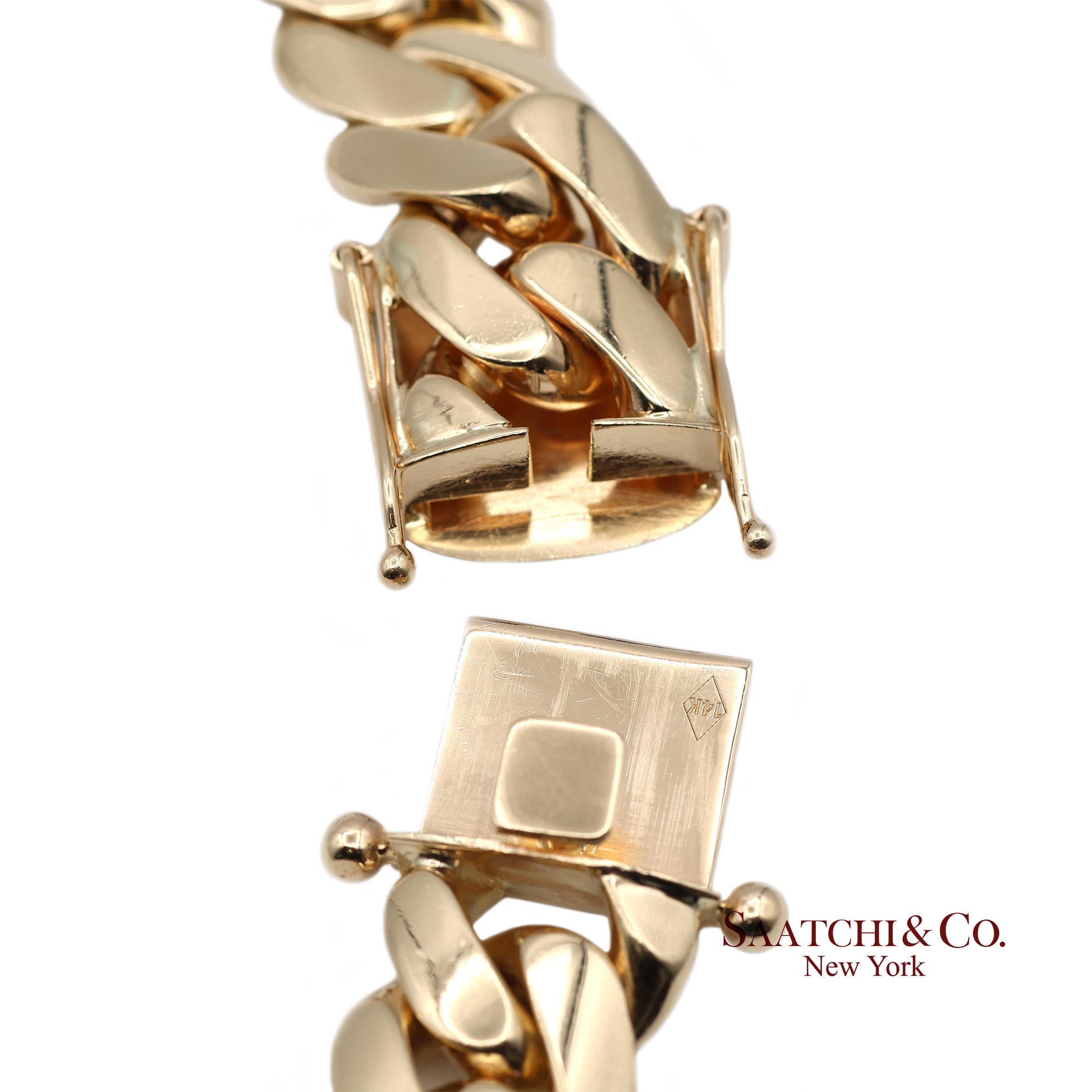 14K(585) Solid Yellow Gold Cuban Link Chain Necklace