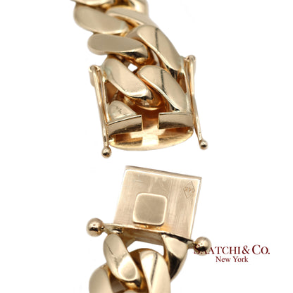 14K(585) Solid Yellow Gold Cuban Link Chain Necklace