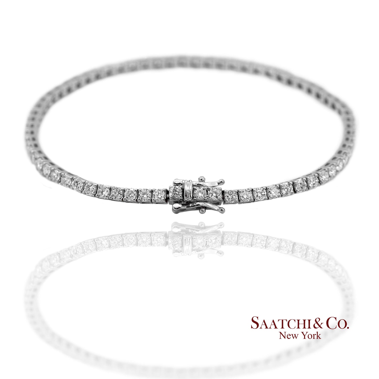 14K(585) White Gold Lab Diamond (CVD) Tennis Bracelet Size 8.5 inch