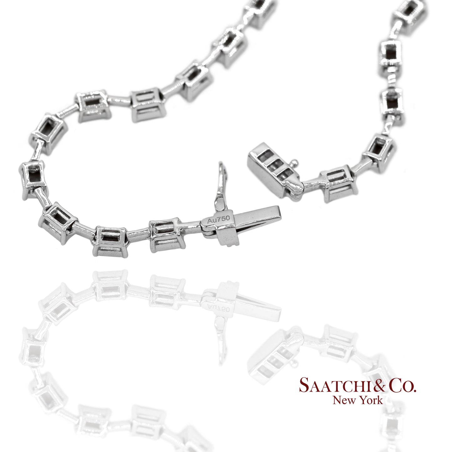 18K(750) White Gold Natural Diamond Pie Cut Necklace