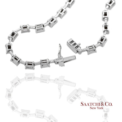 18K(750) White Gold Natural Diamond Pie Cut Necklace