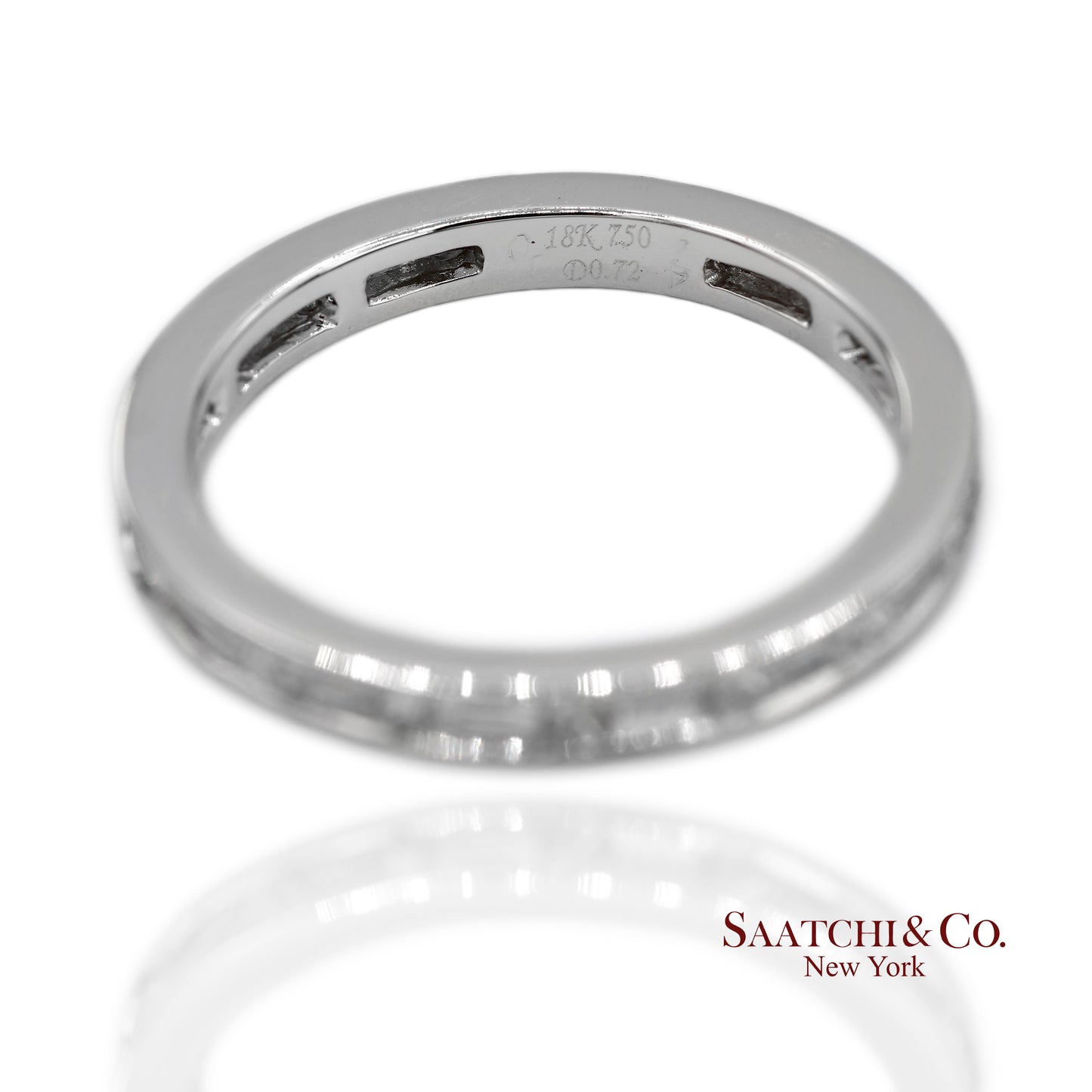 18K(750) Solid White Gold Natural Diamond Handmade Milgrain Band Ring